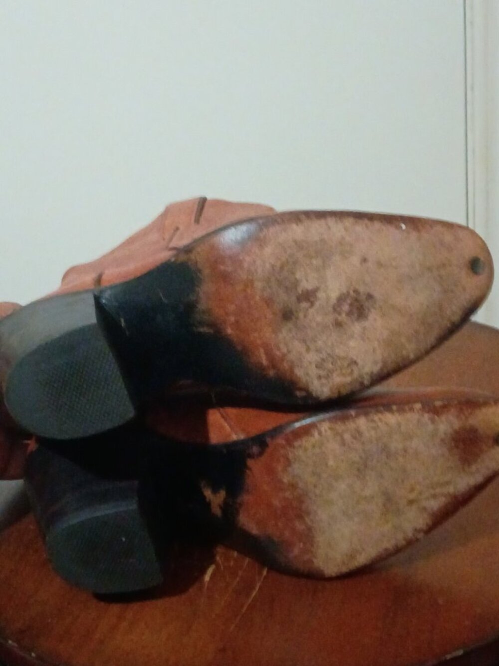 Vintage Justin Western Style L4417 Womens Sz 5B Cowboy Boots Brown Stacked Heel - Picture 4 of 13